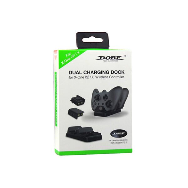 پایه شارژ دسته بازی XBOX شرکت DOBE مدل Dual Charging Dock به همراه 2 عدد باتری